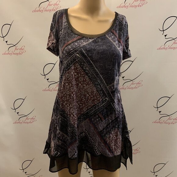 Simply Vera, Vera Wang. Size XS. Chiffon Edging. Stretch. Pullover Top. B66 - Picture 1 of 5